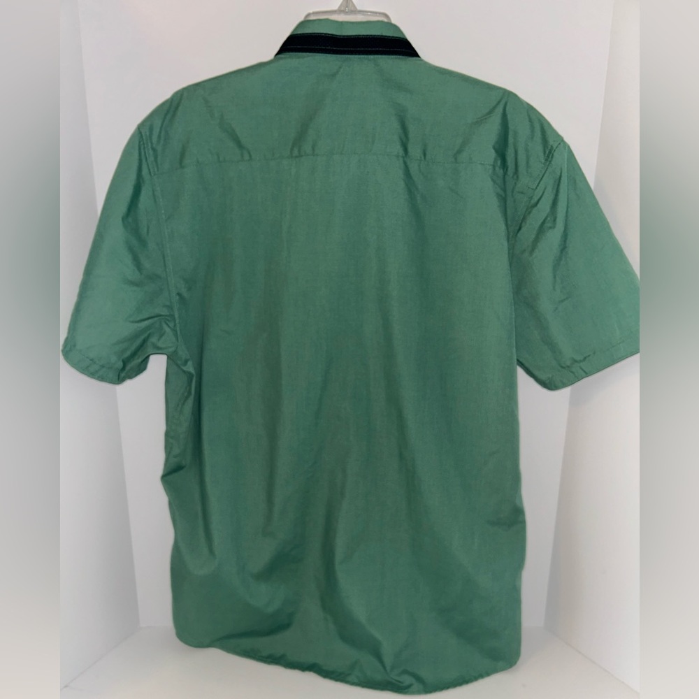 Craft+Flow mens green black detail casual button down short sleeve shirt size XL - Picture 5 of 9